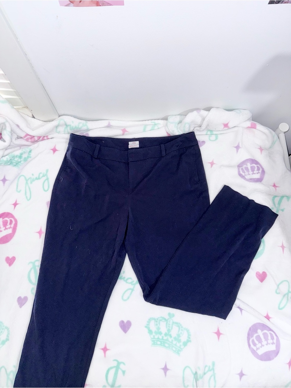 Merona Navy Blue Classic Fit Stretch Office Trousers - Size 18